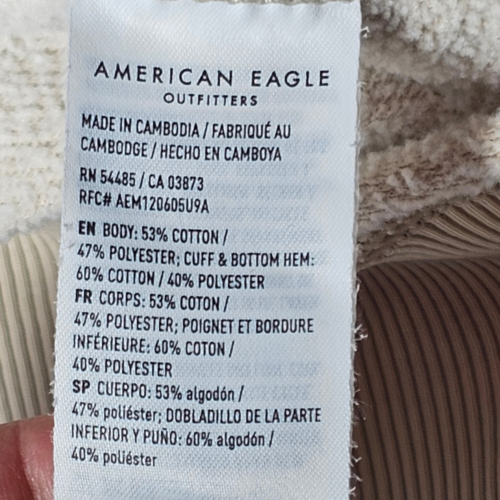 American Eagle Seriously Lived-In Sweatshirt Tan Beige Oversized Seam Detail XS - Picture 4 of 4